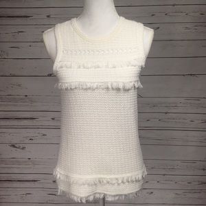 J CREW • XS Tassel Tank Top White Cream Sweater